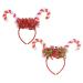 Lurrose Womens Fashion Headbands 2Pcs Christmas Headbands Xmas Candy Cane Headpieces Glowing Glitter Cosplay Costume Hairband Holiday Hair Hoops Headdress Clasp Women's Fashion Headbands