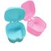 SENLIN DENTAL 2pcs Denture Bath Retainer Case, Dentaure Cups for Soaking Dentures with Strainer Basket Tray,Compact and Pportable Design, Suitable for Traveling (Lake Blue+Pink)