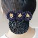 Bowknot Snood Net Hair Clip Bun Cover Head Flower Hairpin Bow Tie Work Disc Hair Ornament_Navy Blue