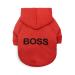 LtuzPet Dog Hoodie with Boss Print Soft Fleece Warm Dog Jacket Red Large