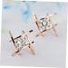 VALICLUD 2 Pairs Golden Color Stud Earring Earrings Copper Earring Creative Earring Birthstone Stud Silver Color Stud Earring Women Earring Silver Ear Cuff Zircon Medium Golden - Buy Online on GoSupps.com