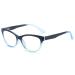 Lanomi retro reading glasses Blue light filter cat eye women men arts oval reading aid visual aid flexible spring hinge glasses with thickness 1.0 1.5 2.0 3.0 3.5 4.0 gradient blue 4.0 diopters