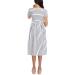 Love2Mi Short-Sleeve Maternity Dress - A-Line Midi Dress for Pregnant Women - S White Black Stripe - Buy Online on GoSupps.com