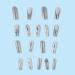 French Tip Press on Nails - Long Press On Nails with Nail Tips Silver Flame French Nail Pearl Star pattern design press on nails Acrylic False Nails Cute Artificial Nails - Buy Online on GoSupps.com