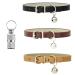 XFENTECH 3 pieces of cat collar - PU cat neck bands with metal buckle and bell pet pet collar belt collar for cats khaki brown black