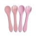 GODR7OY Baby Silicone Soft Spoons and Forks Set Silicone Baby Cutlery| Utensils Spoons Forks Training Feeding for Kids Toddlers Children Infants| BPA Free (Pink)