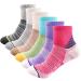J.WMEET Women's Athletic Ankle Socks Quarter Cushioned Running Socks Hiking Performance Sport Cotton Socks 6 Pack Multicolor
