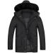 WEEN CHARM Men's Warm Parka Jacket Anorak Jacket Winter Coat with Detachable Hood Faux-Fur Trim Black-8828 Small