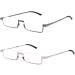Amorays Foldable Metal Reading Glasses - Portable Anti-Blue Light - 2 Pairs with Hard Shells for Men & Women - Dark Gray & Light Gray +2.00 - Buy Online on GoSupps.com
