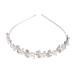 Minkissy Pearl Crystal Headband Bridal Rhinstone Flower Leaves Hairband Wedding Party Hair Hoop for Brides Bridemaids