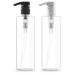 Bar5F Plastic Lotion Bottles with Black & White Pumps, 16 oz | Leak Proof, Empty Clear Cylinder, Refillable, BPA Free for Shampoo, Moisturizer, Face Cream, Liquid Hand Soap | Pack of 2