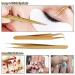 Stainless Steel Eyelash Extension Tweezers Set - Straight & Curved 2pc Gold Makeup Tools - Buy Online on GoSupps.com