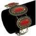Avalaya Vintage Burn Gold Hammered Cuff Bangle with Red Stones | Adjustable Bracelet - Buy Online on GoSupps.com
