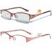 Fashion Photochromic Bifocal Reading Glasses Women's Sun Glasses Transition Metal Frame Red Presbyopia Female Red 2.75 x