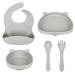 ZS ZHISHANG Baby Weaning Set Baby Bowls Baby Plates Weaning Bowl Silicone Baby Feeding Set Weaning Plate Suction Bowls for Babies Weaning Baby Cutlery Set Baby Gifts Smoky Gray