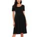 Love2Mi Womens Short-Sleeve Maternity Dress Casual A-Line Midi Pregnant Dress L Black