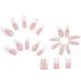 24Pcs Flower Design Long Press on Nails - White French False Nails with Nude Pink Acrylic - Glossy Stick on Nails for Women - Buy Online on GoSupps.com