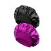 Quesuc 2 pieces Elegant sleeping hat for women elegant sleeping cap headgear with a wide rubber band silk hood soft satin cap for sleep hair care (black and purple)