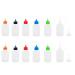 MYYZMY 12 Pcs Precision Tip Applicator Bottles  1 Ounce Translucent Glue Bottles  with 2 Mini Funnel  Multicolor Lids