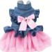ANIAC Pet Denim Dress with Cute Bow-Knot Comfy Vest Skirt Lace Trim Tutu Summer Spring Clothes for Cats and Small Dogs (X-Large)
