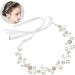Lurrose Pearl Rhinestone Hair Hoops Princess Wedding Ribbon Headpiece Crystal Headwear Pearl Hair Decorations for Bride - Buy Online on GoSupps.com