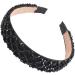 Minkissy Rhinestone Headband Thick Padded Hairband with Beads Sparkle Retro Wide Hair Hoop for Women Girls(Black) - Buy Online on GoSupps.com