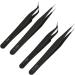 4pcs Anti-Static Stainless Steel Tweezers Set - Essential Beauty Tools for Eyebrows | International Shipping Available - Buy Online on GoSupps.com