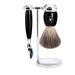 M HLE shaving set - Vivo series - pure badger hair - compatible with Gillette blades - black precious resin