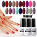 Vishine Choose Any 12 Bottles Soak-Off UV LED Nail Lacquers Gel Nail Polish Base Top Coat 10 Colors 7ml