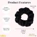Silk Scrunchies Set with Silk Travel Pouch - Pink Black Oversized Hair Ties x2 | 100% Pure Mulberry Silk | Premium Ponytail Holder for Hair Care - Buy Online on GoSupps.com