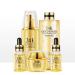 Lux 24K Gold 5-Piece Skincare Set Organic Collection with Gold Toner Essence Milk Serum Hyaluronic Acid Collagen Retinol Kojic Acid & Vitamin C Radiance & Luminous Glow for All Skin Types