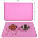 Emwel Silicone Dog Food Mat - Non-Slip Waterproof Cat & Dog Feed Mat (L 47x30 cm Pink) | Durable & Easy to Clean - Buy Online on GoSupps.com