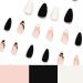 Pink French Stiletto Fake Nails - 24Pcs Swirl & Heart Pattern False Nails with Nail Glue - Almond Black White Tips for Women & Girls Nails Art - Buy Online on GoSupps.com