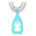 Kids U-Shaped Toothbrush Food Grade Soft Silicone Brush Head Manual Training 360 Effective Deep Cleaning Oral Teeth Cleaning Design for Toddlers and Children Blue-Large