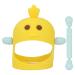 Bite ring toys with 2 biting stems hand pacifiers made of silicone sweet chick shape baby bite ring soothing pacifier for day and night (lemon yellow)