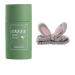 Chilits Skin Care Mask Set Green Tea Mask Stick with Coral Fleece Bunny Headband Face Moisturizes Oil Control Deep Clean Pore Green Tea Purifying Clay Stick Mask for All Skin Types Men Women