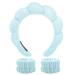 Ottsas Skincare Headband and Wash Wristbands for Washing Face Women Makeup Terry Cloth Sponge Headbands Facial (blue)