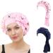 2Pcs Satin Sleeping Bonnet for Women  Elastic Satin Bonnet Sleep Cap with Long Strap  Adjustable Butterfly Satin Sleep Cap Hair Bonnet (Pink  Navy Blue)