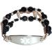 Hidden Hollow Beads Women's Medical Alert ID Bracelet - Interchangeable Black Stretchy Double Band with Vital Info Tag - Buy Online on GoSupps.com