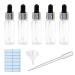 5Pcs Transparent Dropper Bottle 20ML Plastic Eye Dropper Bottles for Essential Oil Pipette Refillable - with Measured Pipette Funnel and Labels (Black + Silver Cap) 20ml Black + Silver Cap