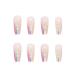 24pcs French False Nails Short - Almond Square Press on Nails - Full Cover Acrylic False Nails With Glue - French Fake Nails Stick on Nails for Women and Girls Nail Art (Rainbow Blooming)