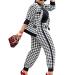SOMTHRON Womens Houndstooth Print 2 Piece Outfit Zip Up Long Sleeve Jacket Long Pants Set Work Suits Tracksuit X-Large Black