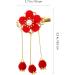 Holibanna Chinese Hair Clip 2 Pairs Chinese Style Hair Clip Japanese Handmade Flower Tassel Hairpin Headdress Kids Hairpins Hanfu Side Clip for New Year Kimono Costume Accessories Red - Buy Online on GoSupps.com