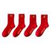 Chinese New Year Red Socks for Men and Women Embroidered Autumn Winter Warm Sports Socks Spring Festival New Socks 4 Pairs (Color : Red-5 Size : 34-44) 34-44 Red-5