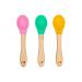 Wild & Stone | Bamboo Baby Weaning Spoon | Silicone Baby Spoon | Soft Infant Spoons | Flexible Baby Spoons | Pink Green & Yellow Pink Green Yellow