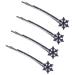 Beaupretty 4 Pieces Blue Rhinestone Snowflake Hair Clips Snowflake Hairpins Christmas Hair Clips Barrettes for Wedding Prom Christmas Party