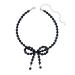 OralGos Black Pearl Necklace Adjustable Length Fashion Necklace Pearl Material for Women