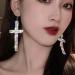 Wekicici Rhinestone Cross Tassel Drop Earrings - Crystal Hoop Fashion Accessories for Women in Silver - Buy Online on GoSupps.com