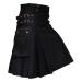 CEWIFO Scottish Kilt Red Punk Schottrock Skater Goth medieval Scotland folding skirts vintage excursion men scottish skirt smooth zipper 4xl A3-black