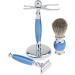 Luxury Blue Shaving Set - Safety Razor Brush & Alloy Stand | Premium Grooming for Men - Buy Online on GoSupps.com